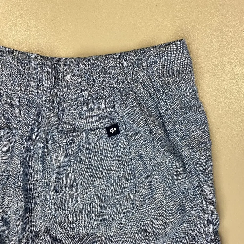 GAP Womens Chambray Linen Blend Shorts Blue Medium Pull-On High Rise Pockets 30